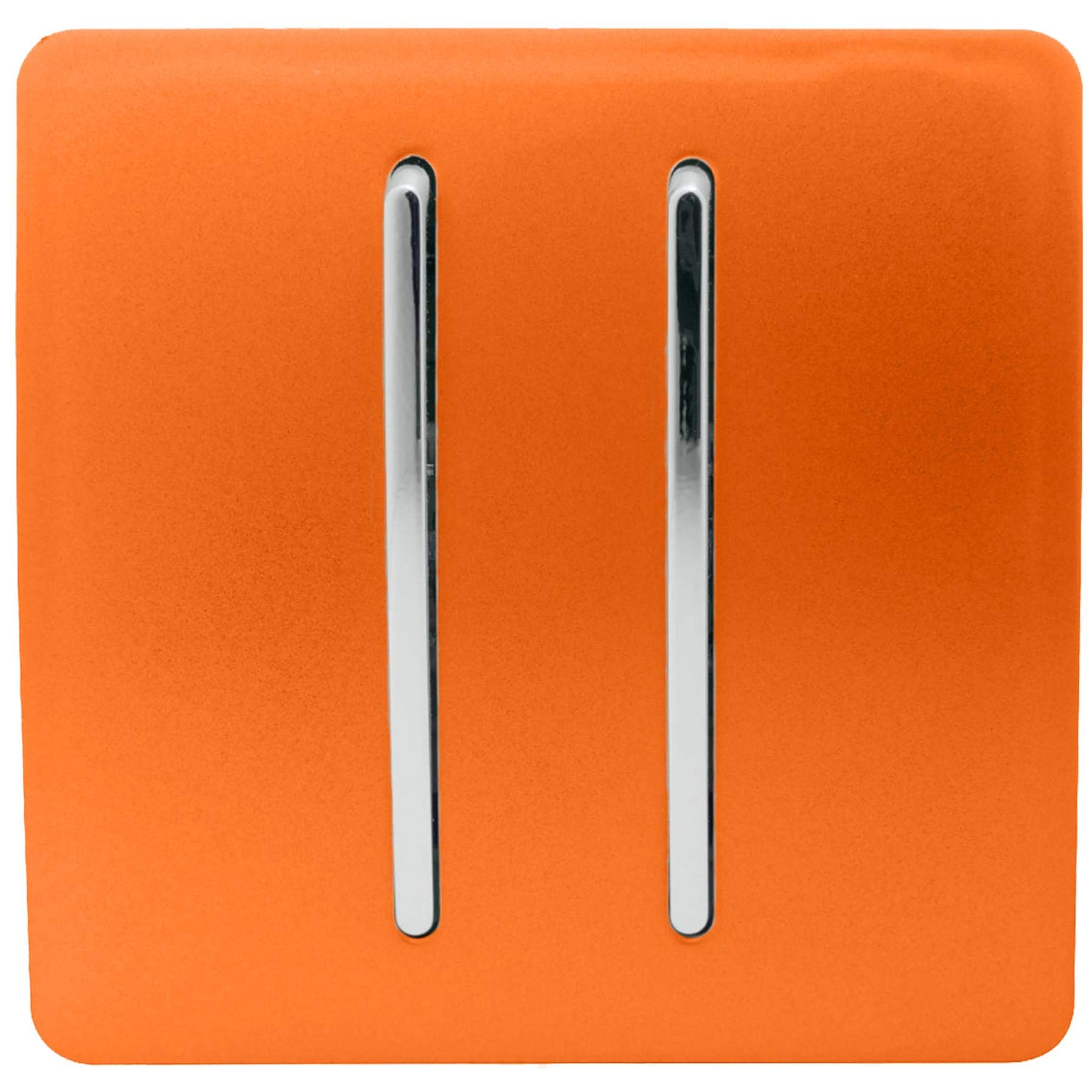Trendi 2 Gang 3 way (Intermediate) 240V Screwless Raised Front Plate Plastic Artistic Modern Glossy 10 Amp Chrome Rocker Double Electrical Wall Light Switch Sunset Orange - ART-SS99OR