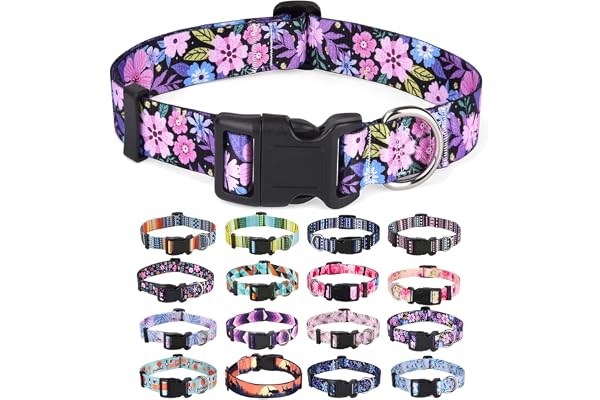 Mihqy Dog Collar with Bohemia Floral Tribal Geometric Patterns - Soft Ethnic Style Collar Adjustable for Small Medium Large D
