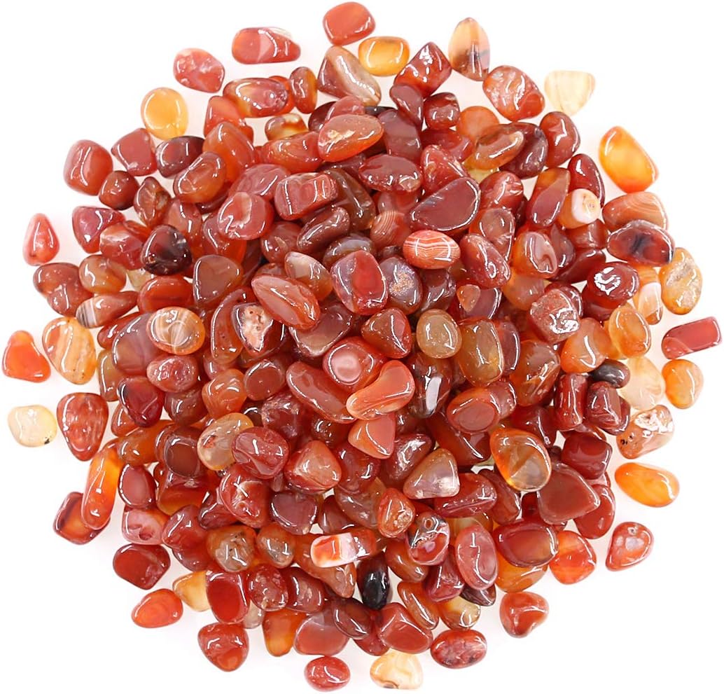 Vase Fillers - Hilitchi Reddish Brown Agate Stone Tumbled Stones for Plants Cacti & Succulents Bedding, Vase Filler, Landscape Bottom Decoration (About 1lb(455g)/Bag)