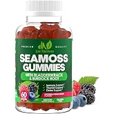 Sea Moss 3000mg Gummies with Bladderwrack and Burdock Root for Men &amp; Women | Natural Irish Sea Moss Superfood for Immune, Thyroid and Detox Support - Extra Strength, Berry Flavor, Gluten-Free, Vegan