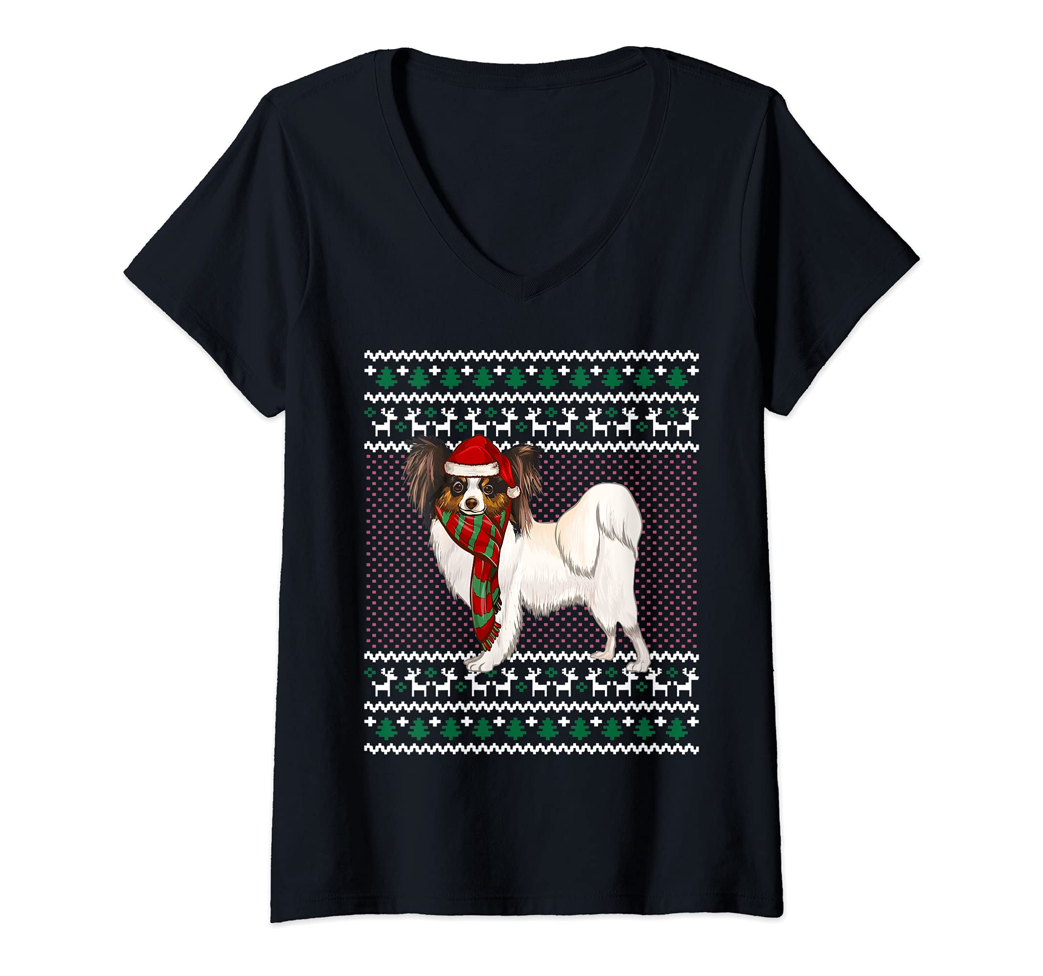 Womens Xmas Soft Coated Wheaten Terrier Dog Santa Ugly Christmas V-Neck T-Shirt