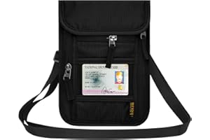 HOTEMIA Neck Wallet for Travel,Passport Holder Neck Pouch for Men Women with Adjustable Neck Strap and RFID Blocking