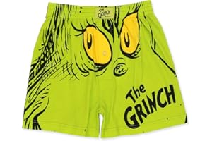 Dr. Seuss The Grinch Holiday Men's Button Fly Boxer Lounge Shorts