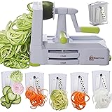 Brieftons 5-Blade Spiralizer (BR-5B-02): Strongest-and-Heaviest Duty Vegetable Spiral Slicer, Best Veggie Pasta Spaghetti Mak