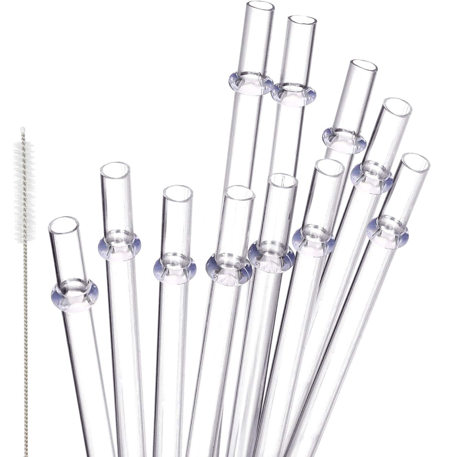 48 Pieces 11 inch Clear Reusable Hard Plastic Straws Without BPA, Replacement Drinking Straws for 40/30/24 oz Jar and Tumblers, with Cleaning Brush Straws Cleaner