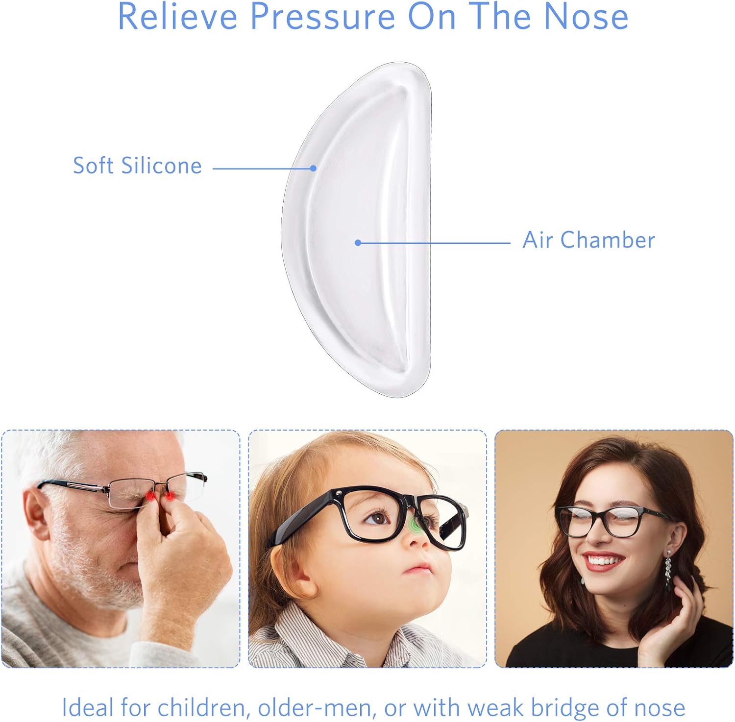 Air Bag Nosepads Adhesive Eyeglass Nose Pads Anti-Slip Nose Pads Comfortable Air Chamber Nose Pads 3.5 mm/ 0.4 inch Thickness for Full Frame Eyeglasses Sunglasses (48 Pairs) - Image 3