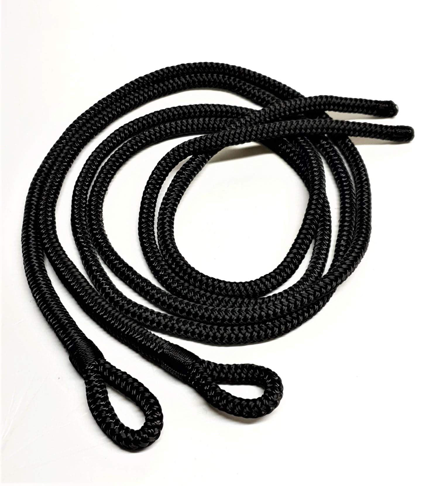 10mm Fender lines 1.5mt / 2.5mt Braid on Braid Whipped Stitched Fender Rope Tie Pack of 2 (Black, 1.5mt)
