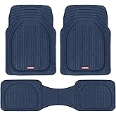 Motor Trend FlexTough Floor Mats for Cars, Blue Deep Dish All-Weather Car Mats, Waterproof Trim-to Fit Automotive Floor Mats for Cars Trucks SUV, Universal Floor Liner Car Accessories