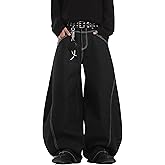DFGIGT Baggy Barrel Jeans for Men Wide Leg Loose Fit Jeans Y2K Hip Hop Streetwear Denim Pants