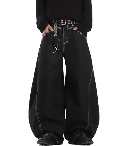 Men Normcore Jeans Grunge Y2k Pants with Pockets Straight Leg