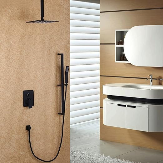 Lovedima 8 Inch Ceiling Mount Rain Shower Head Faucet Slide