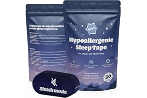 IYOM Anti-Snoring Tape - 30 Breathable Strips, Hypoallergenic, Pain Free Removal, Premium Adhesive Snore Stopper Cotton Tape, Gentle On Skin, Latex Free, Ideal for Intake Breathing, 3" x 1.5"