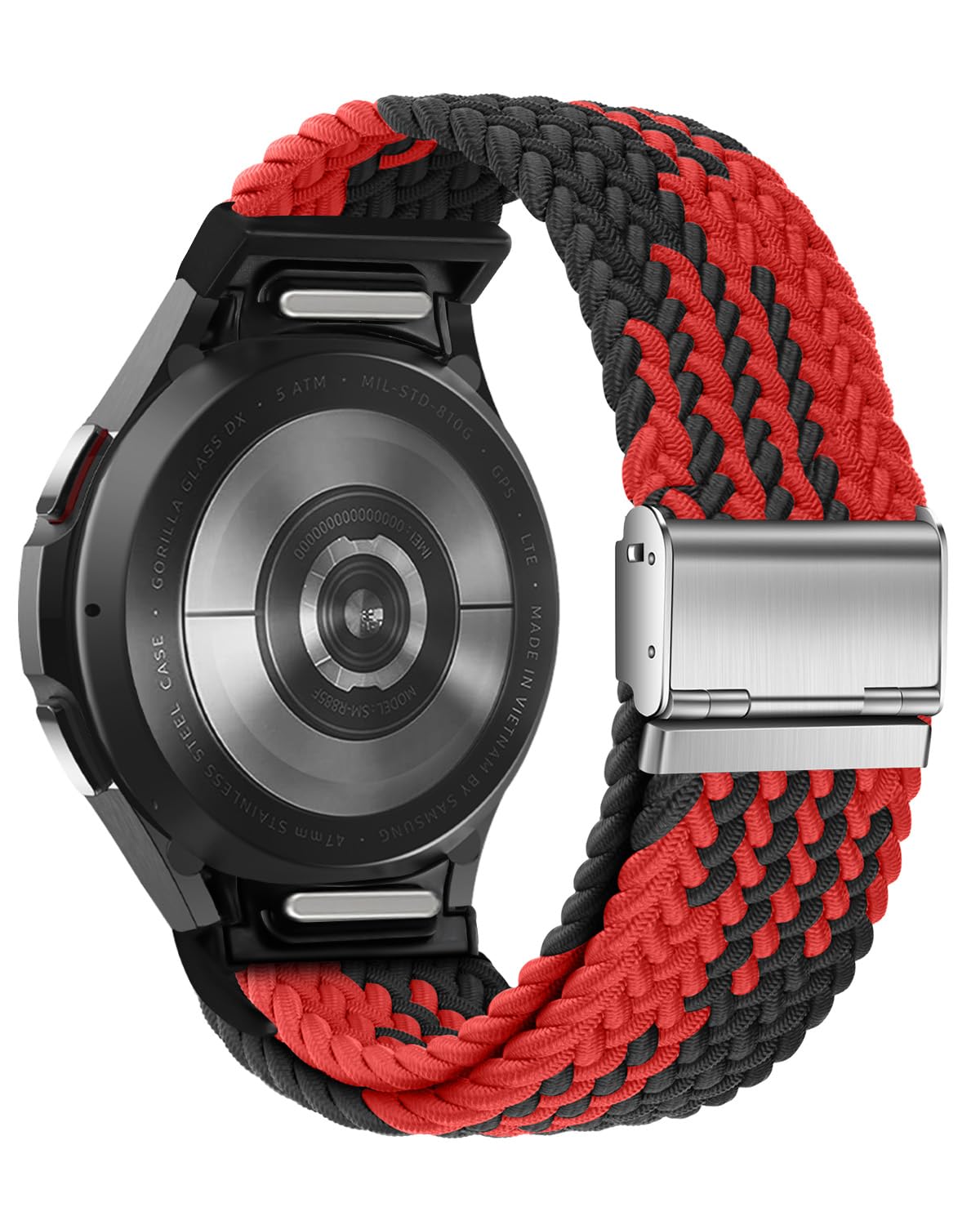 Photo 1 of Stretchy Braided Band for Samsung Galaxy Watch 4 5 6 7 FE 40mm 44mm/Galaxy Watch 6 Classic Bands 47mm 43mm/4 Classic 46mm 42mm/5 Pro 45mm Men Women, 20mm One Click No Gap Nylon Strap for Galaxy Watch