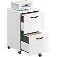 VASAGLE 2-Drawer File Cabinet, Filing Cabinet for Home Office, Small Rolling File Cabinet, Printer Stand, for A4, Letter-Size Files, Hanging File Folders, Industrial, White UOFC040W46