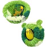 xozeooeu 2 Pcs Bird Nest Snuggle Hut, Warm Breeding Bed House for Budgies Parakeets Cockatiels Lovebirds Canaries Hamster Small Pets, Green, 2 Sizes