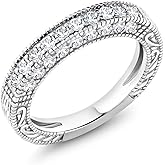 Gem Stone King 1.00 Cttw White Created Sapphire Ring | Wedding Band Ring For Women | 925 Sterling Silver | Wedding Engagement Anniversary Promise Ring For Women | Available In Size 5, 6, 7, 8, 9