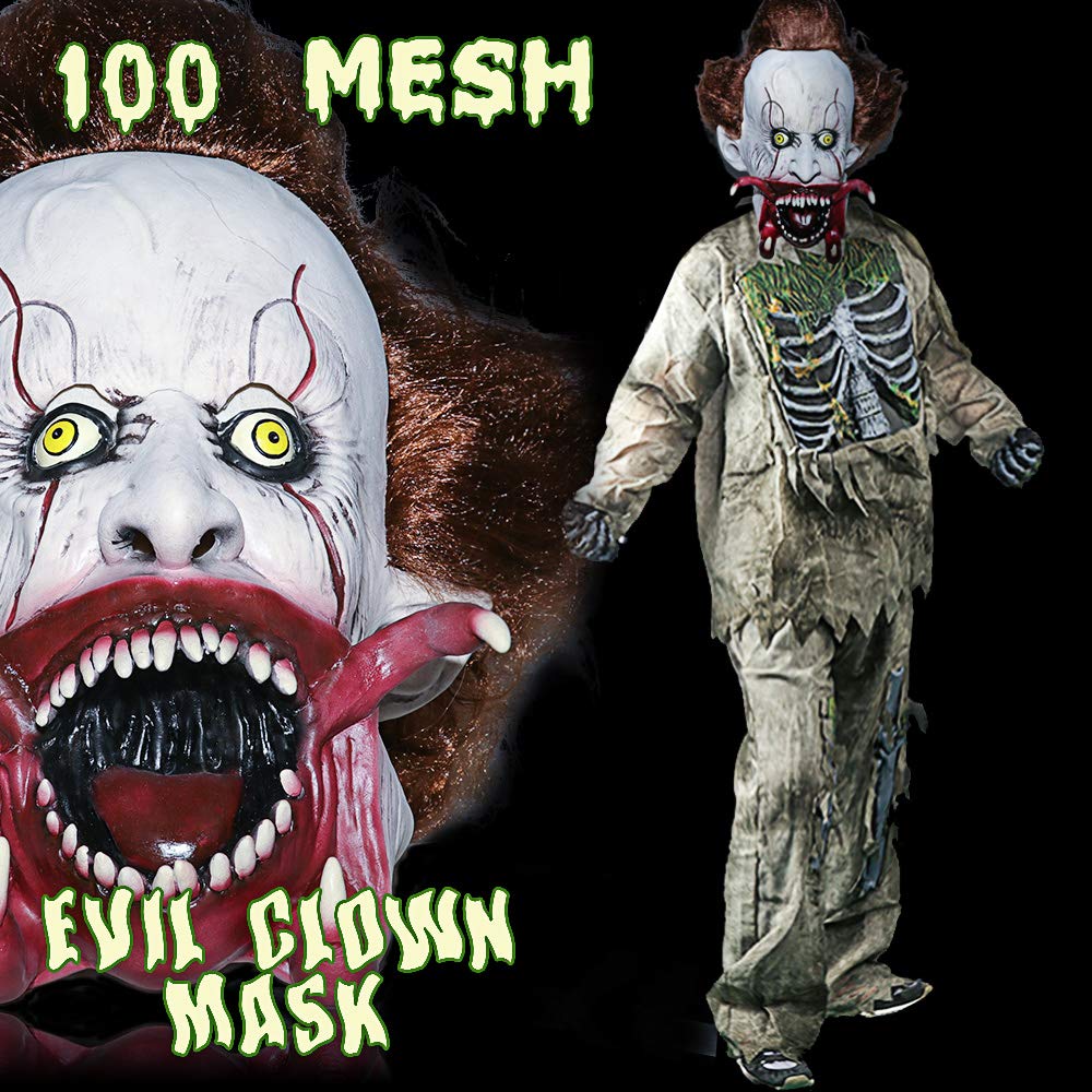 Scary Evil Clown Mask,Halloween Costume Party Mask for Masquerade/Birthday Parties,Carnival Decorations