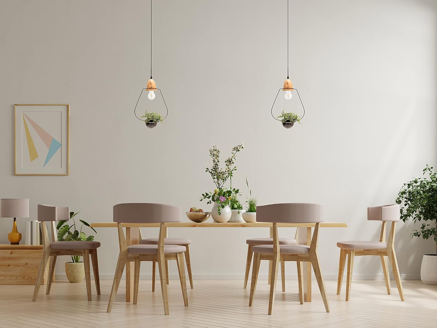 Pendant Light for Kitchen Island Dining Room Lighting Fixtures Hanging with Plant Pot and Adjustable Wire up to 35" Ideal for Dining or Kitchen Table and Nordic Style Decorated Bars by Scandinaf. - - 
