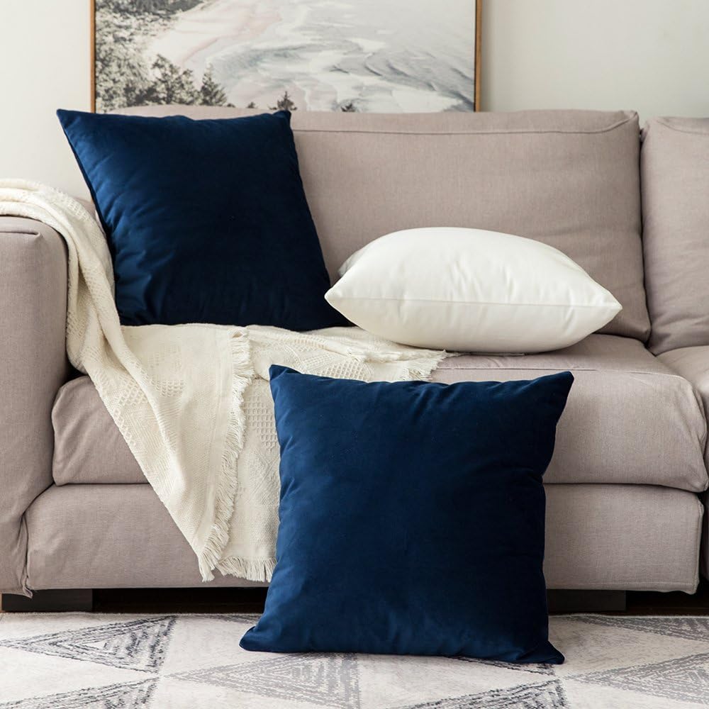 MIULEE Pack of 2, Velvet Soft Solid Decorative Square Throw Pillow Covers Set Cushion Case for Sofa Bedroom Car 18 x 18 Inch 45 x 45 cm: Home & Kitchen