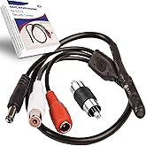 USA Sales Group CCTV Microphone with Preamp RCA Audio Out 12V DC &mdash; Adjustable Gain &mdash; for DVR/NVR &amp; IP Cameras (1 Pack)