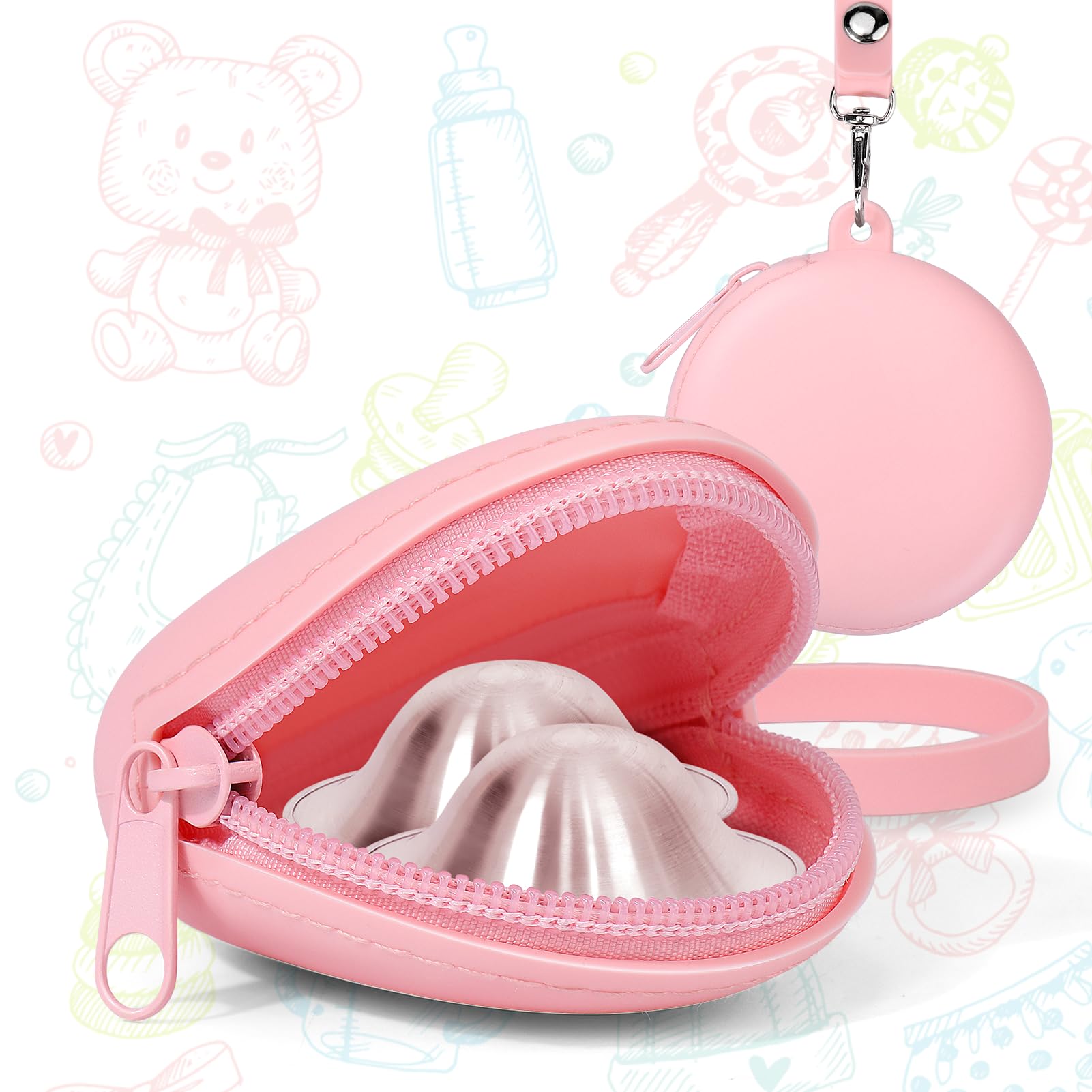 Photo 1 of Vodolo Silver Nursing Cups Case Silicone,Nipples Shield Holder for 16-28mm Breast Feeding Nipple Shield Holder for Sore Nipple Covers Breastfeeding Essentials Must Haves Reusable