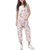RAISEVERN Jumpsuits for Girls Casual Sleeveless Loose Spaghetti Strap Summer Rompers Long Pants with Pockets