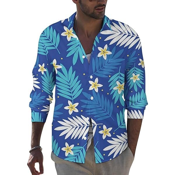 Amazon.com: Men's Shark Hawaiian Shirts Long Sleeve Button Down