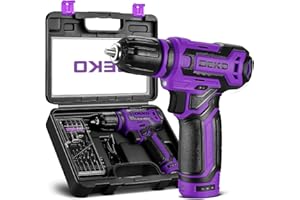 Cordless Drill：DEKOPRO 12V Power Drill Set with Purple Electric Drill and 3/8-inch Keyless Chuck with Portable Tool Set Gift 