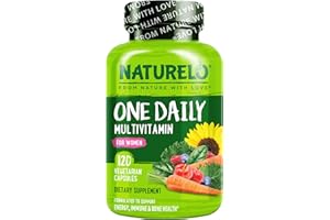 NATURELO One Daily Multivitamin for Women w/Vitamin B12, 120 Ct, Energy Support, Whole Food Daily Women Multivitamin Supplement, Nourish Hair/Skin/Nail, Non-GMO, No Soy, Gluten Free, 4 Month Supply