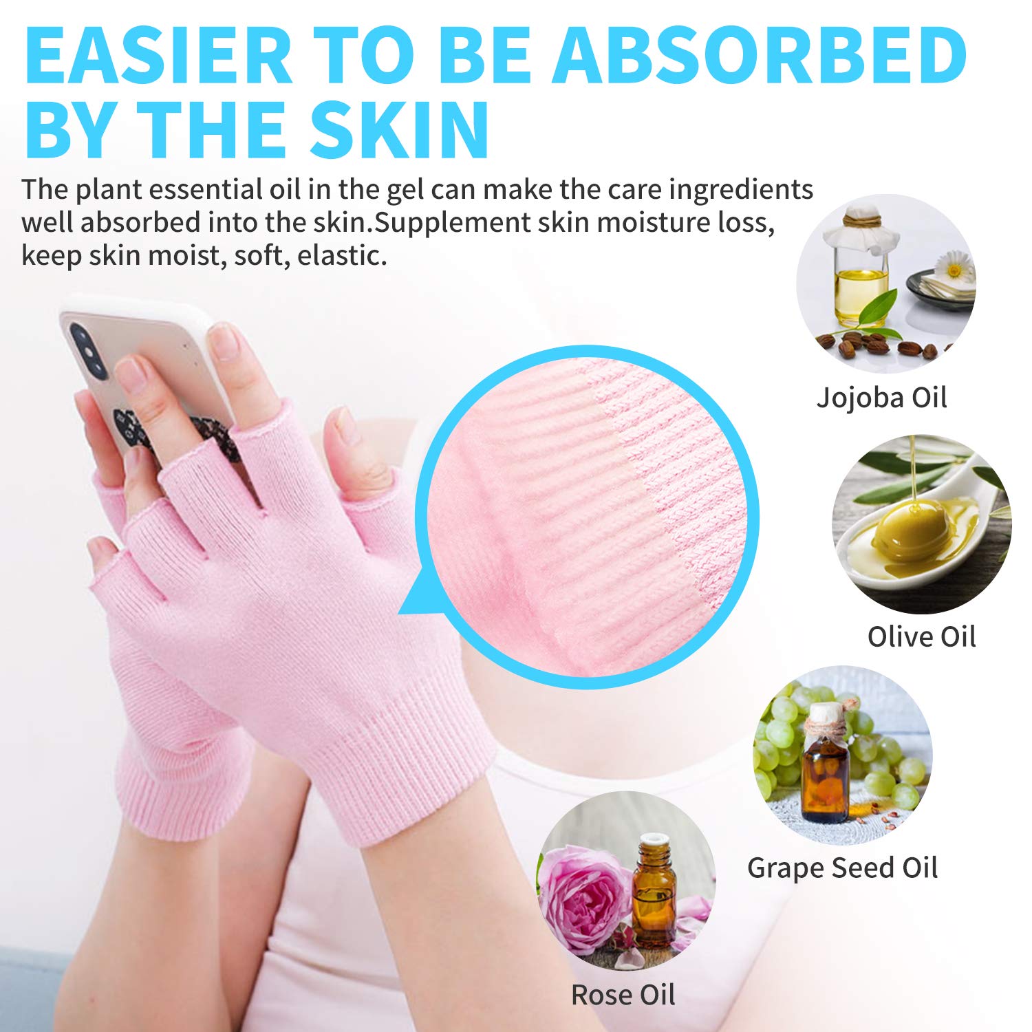Moisturizing Fingerless Gloves and Heel Socks - Cold Therapy Gel Moisturizing Gloves and Heel Socks - Gel Spa for Moisturize Soften Repairing Dry Cracked Hands Feet Skin Care(Pink) : Beauty