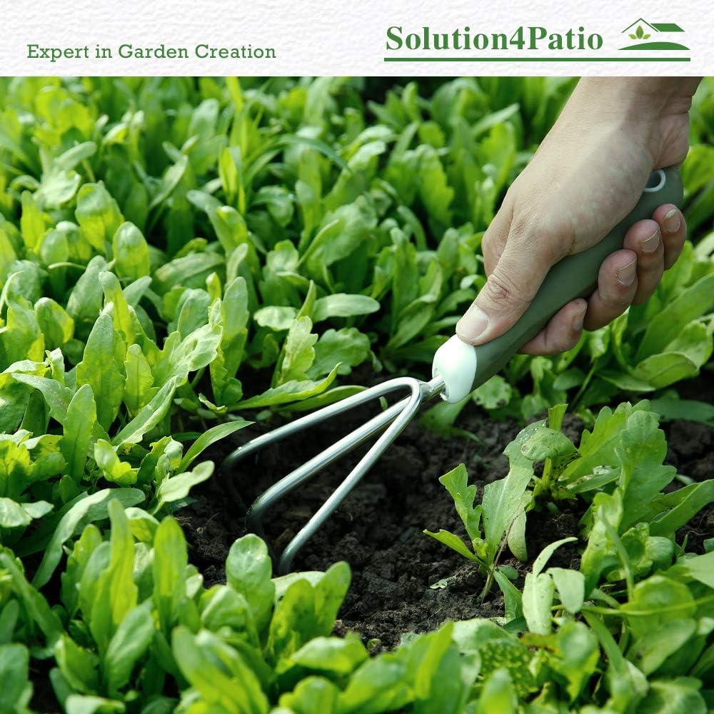 Homes Garden Bend-Proof Small Hand Cultivator 10.25" L x 3.5" W Stainless Steel Garden Hand Rake Tool 3 Claws PP & TPR Ergonomic Soft Handle Grip Non-Slip #G-2007-US : Garden & Outdoor
