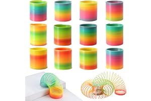 JOHOUSE Rainbow Magic Spring Party Favors for Kids, 12 PCS Colorful Plastic Spring Toy, Treasure Box Toys for Classroom, Fun Goodie Bags Stuffers for Kids Birthday