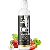 XESSO Water Based Creamy Lube, Zesty Strawberry Flavored 8.3 Fl Oz, Thick White Gel-Like Slippery Glide Without Parabens, pH-Balanced, Sugar-Free for Women, Men & Couples. Discreet Packaging