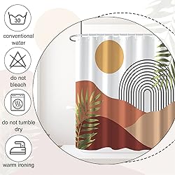 AWERT Boho Shower Curtain with Hooks Arch Sun