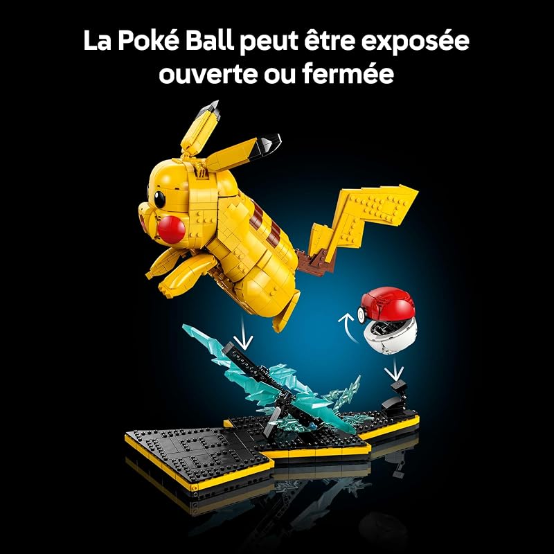 Pokémon Pikachu et Poké Ball - Set de Construction Adulte - Maquette de Figurine Anime Articulée & Présentoir Dynamique - Décoration Chambre ou Bureau DIY - Idée de Cadeau Gaming Collector 72152