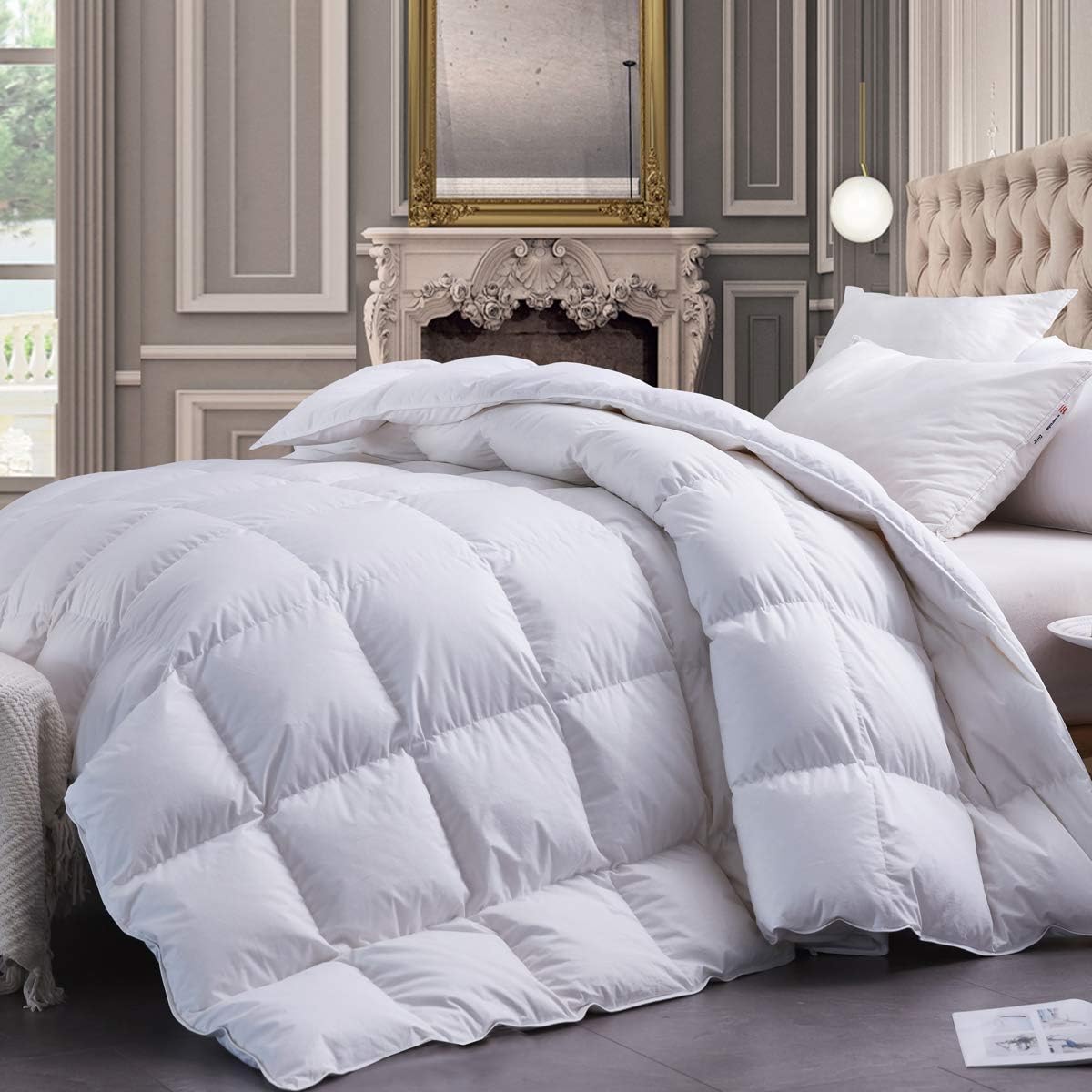 White Goose Down Comforter Queen Size Duvet Insert,All Seasons Duvet