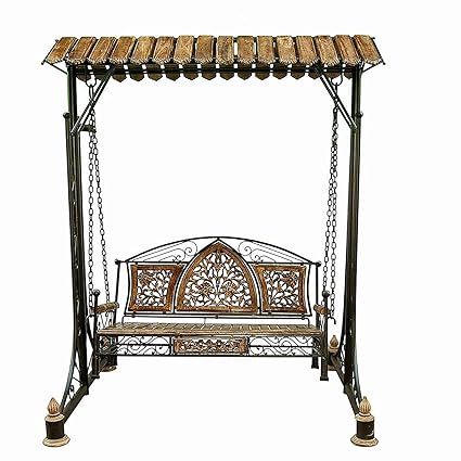 Aafiya Handicrafts Solid Wood & Iron Designer Swings/Jhoola for Home & Garden Floor-Standing, Hammock- Af0354