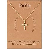 Lcherry Infinity Cross Necklace for Women Gold-plated Faith Cross Pendant Necklace Christian Baptism Confirmation Gifts for Women