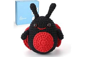 CrochetBox Crochet Kit for Beginner, Ladybug Easy Learn How to Crochet Stuffed Animals Amigurumi Gift for Adults and Kids(12+), Knitting Set with Yarn Hook Stitch-by-Stitch Video Tutorial
