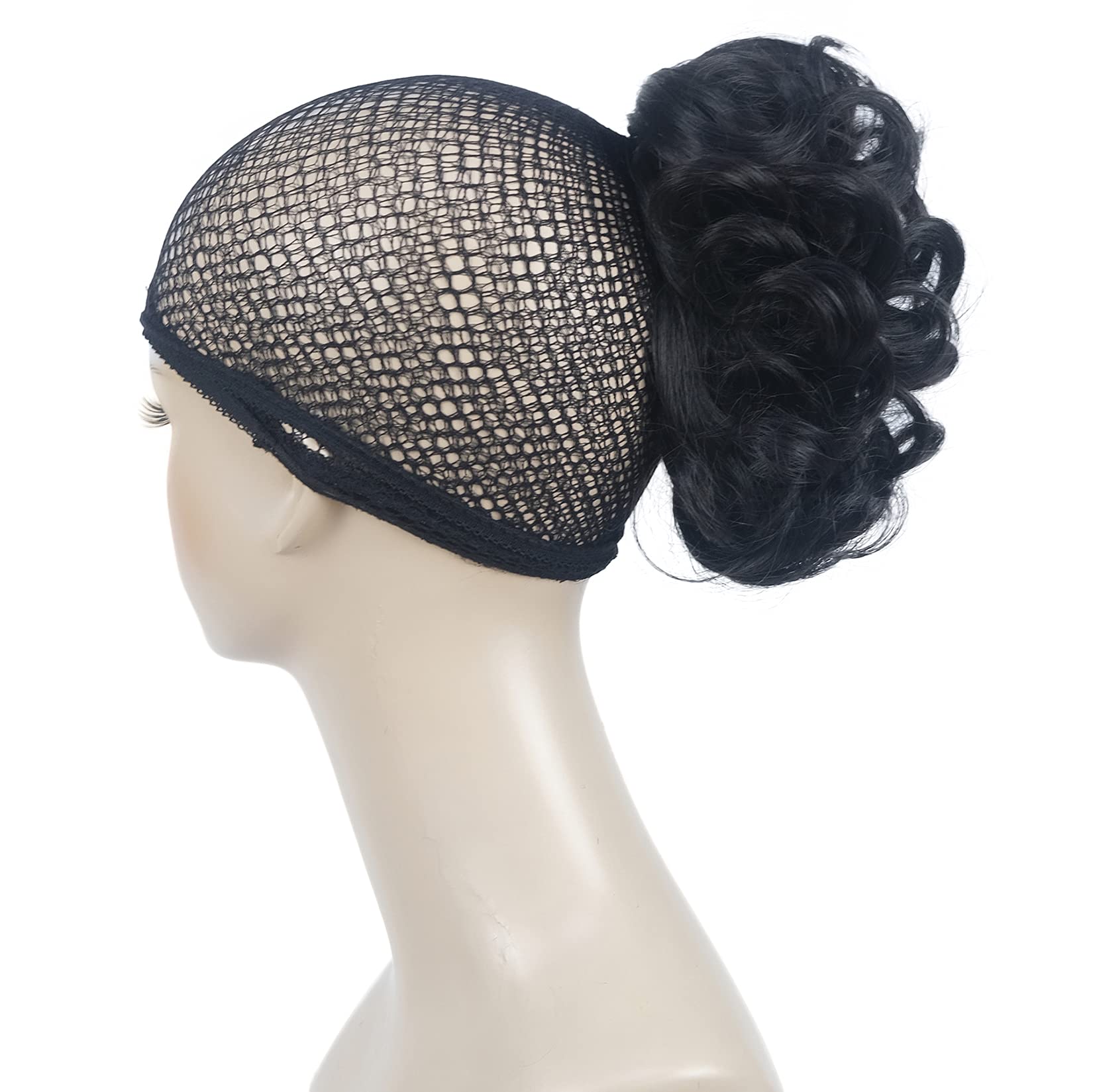 Lydell Short Ponytail Hair Extensions Wavy Curly Synthetic Hairpiece with Jaw Claw (Darkest Brown)