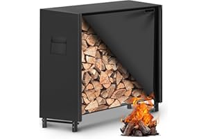 Gtongoko 4FT Firewood Rack Outdoor with Cover, Heavy Duty Wood Storage Racks with 600D Oxford Weather Resistant Waterproof Fabric Cover, Outdoor Firewood Holder