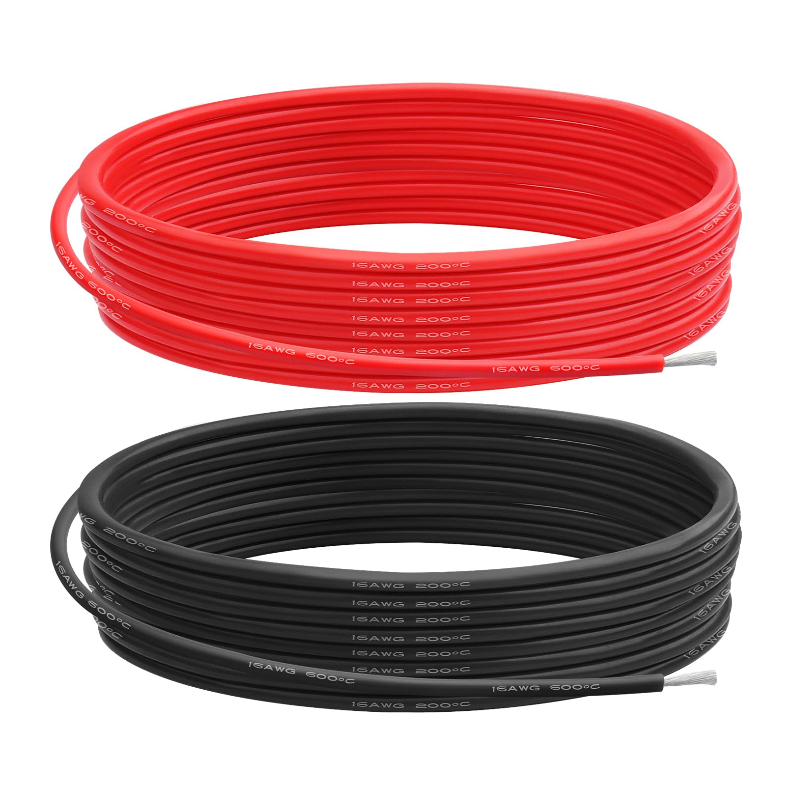 yusvwkj 16 AWG Gauge Silicone Wire Electrical Cable（5m Red & 5m Black）Soft & Flexible 0.08 mm Tinned Copper Core High Temperature Resistant Silicone Wire For Arduino Projects/RC Cars/Boat/Drones