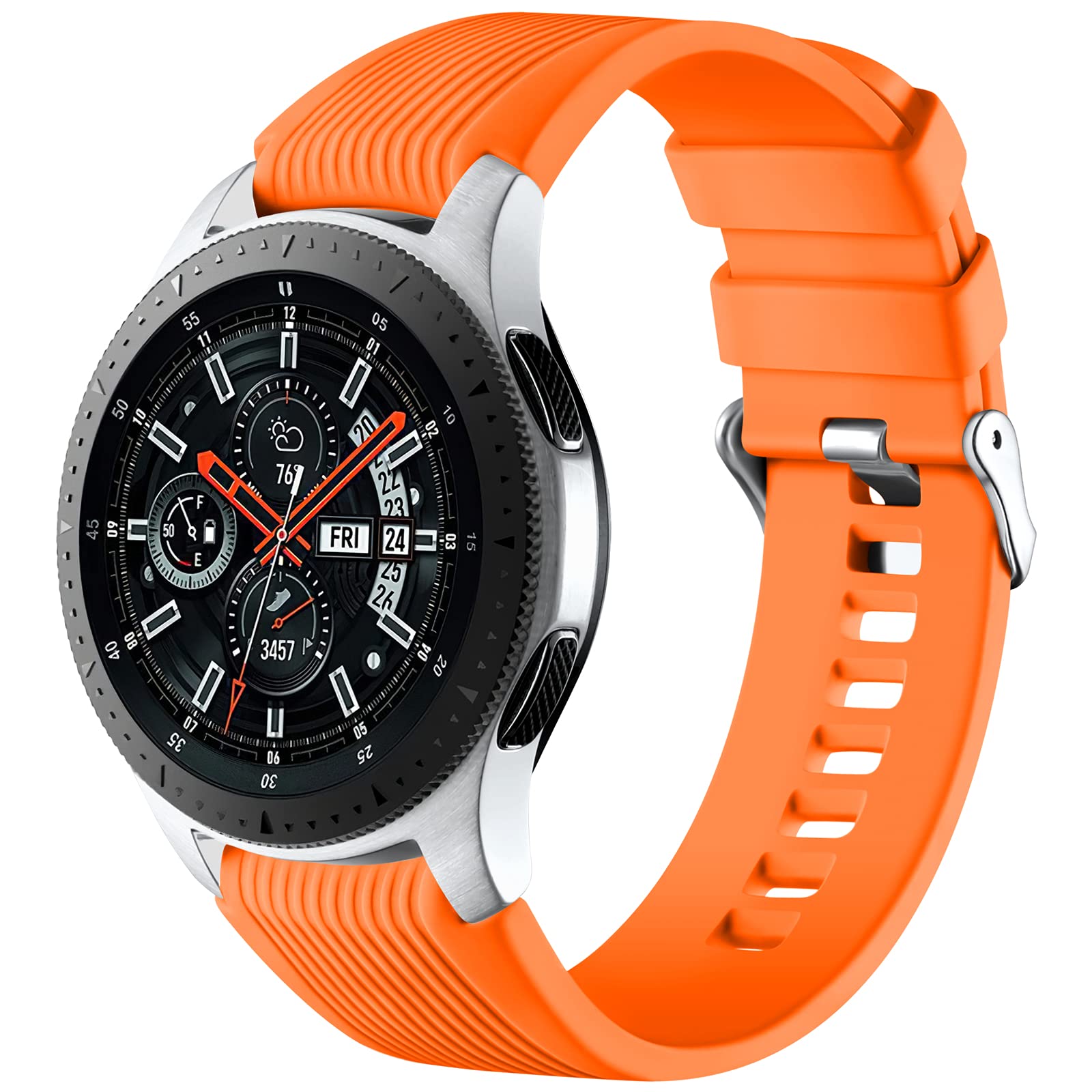 Mastten 22mm Silicone Strap Compatible With Samsung Galaxy Watch 46mm /Galaxy Watch 3 45mm /Gear S3 Frontier/Classic, Soft Silicone Sport Wristband Replacement Straps For Men Women, Orange