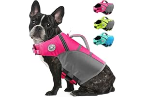 Mklhgty Dog Life Jacket for Swimming & Boating, Ripstop Safety Vest with Rescue Handle, High Buoyancy Preserver for Small Medium Large Dogs