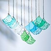 Weysat 24" Blue Sea Glass Wind Chimes and Driftwood for Outside Handcrafted Capiz Shell Glass Wind Chimes Lucky Gift Decor for Valentine Outside Home Garden Window Housewarming Birthday Mom