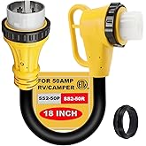 CORDMITPRO RV 50 Amp Twist Lock Plug Male to 50 Amp Locking 90 Degree Female RV Adapter for 50 Amp RV Extension Cord, 50 Amp Dogbone RV Connector for Pressure Relief, ETL Listed