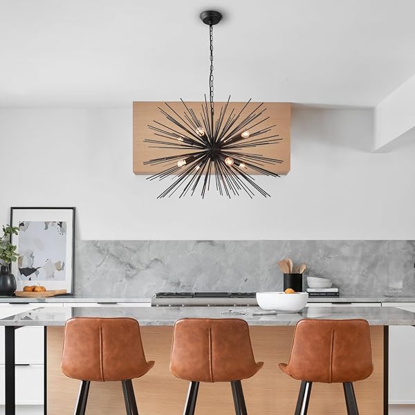 TESCRUANT 29.13″ LARGE BLACK SPUTNIK CHANDELIER VINTAGE GEOMETRIC STARBURST CHANDELIER LIGHT MODERN SOLID METAL FIREWORK CHANDELIERS FOR DINING ROOM, KITCHEN ISLAND, BEDROOM, LIVING ROOM