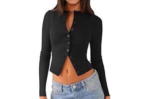 Matunana Womens Long Sleeve Tops Fall Lightweight Cardigan Cropped Going Out Shirts Ribbed Button Down Cute Trendy 2025