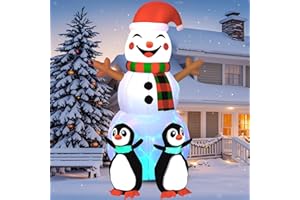 DAILYSEE Christmas Inflatable Outdoor Decorations, Inflatable Cute Blow Up Yard Decorations with LED Lights for Indoor Christmas Decorations Yard Garden Lawn Decor (Snowman with Penguin)