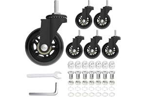 AVGGO Creeper Caster Wheels Set of 6, Roller Blade Rubber Heavy-Duty 2.5 Inch Castor Replacement, 360 Degree No Noise Wheel for Mechanic Stool, Rolling Creeper Garage Seat